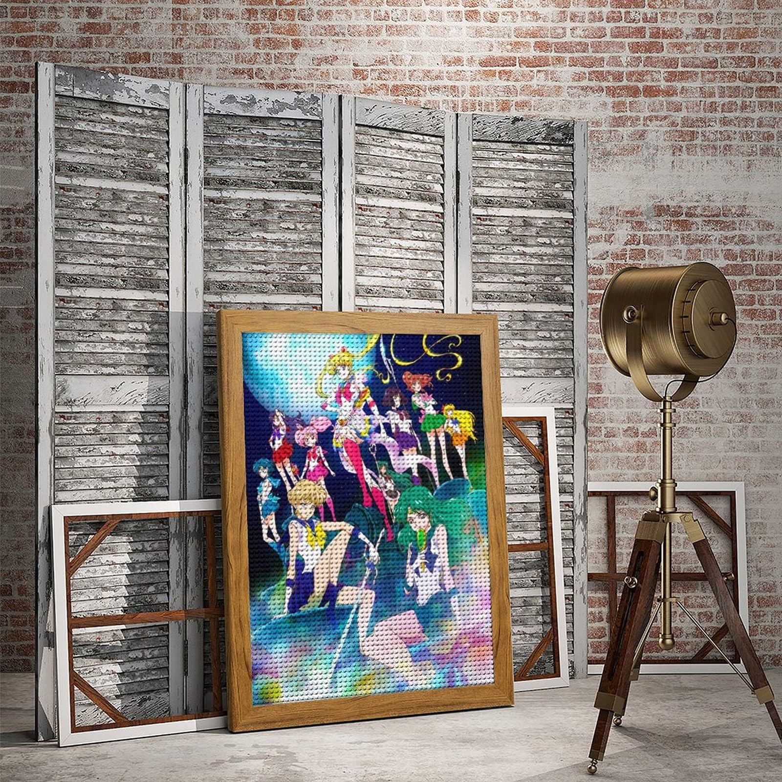 セーラームーン　立体アート　3D絵画　額縁付き 　タイプA セーラームーン スリーライツ 集合 立体アート 3D絵画 額縁付き